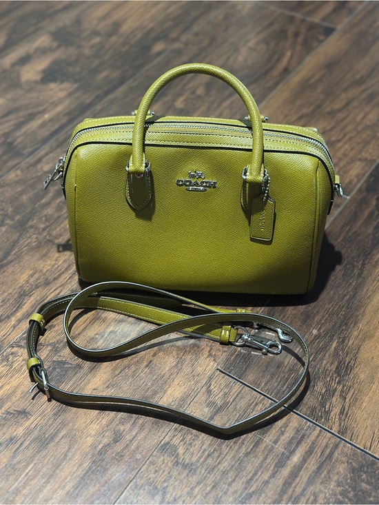 Coach Handbags - COACH Olive Green Leather Dome Satchel with Detachable Strap